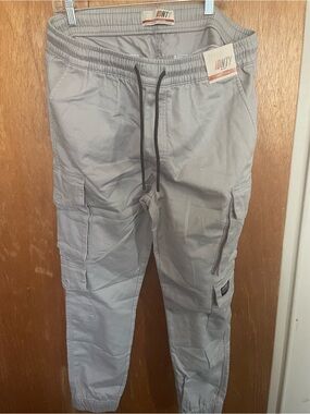 DNT Light Gray Cargo Jogger Pants with Drawstring